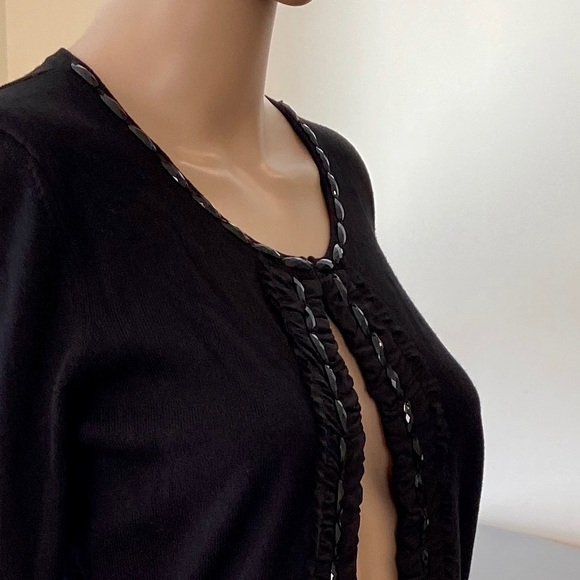 NWT Banana Republic black minimalist cozy classic embellished cardigan/sweater - Picture 7 of 12